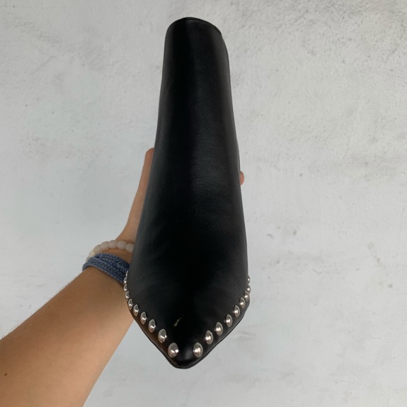 Black leather studded bootie - Picture 4 of 7